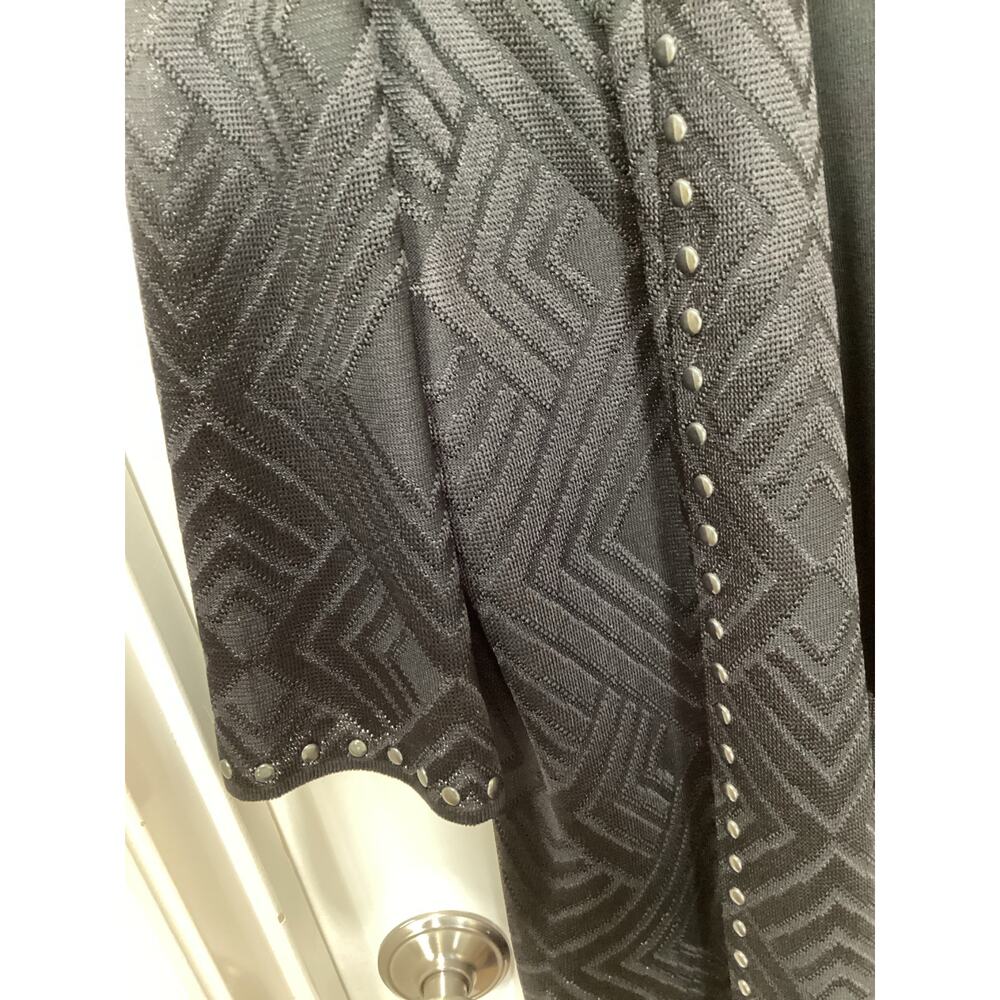 Ming Wang 2 piece set black black open studded knit cardigan women's size medium - Picture 4 of 10